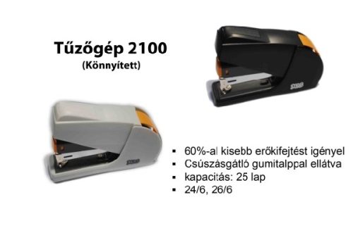 MOS 2100 tűzőgép 24/6 fekete KÖNNYÍTETT
