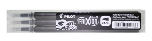 Rollertoll betét, 0,25 mm, törölhető, Pilot Frixion Clicker fekete 3 db/csomag (BLS-FR5-B-S3)