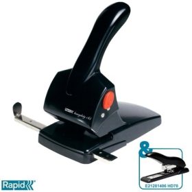   Lyukasztó, nagyteljesítményű, kétlyukú, 65 lap, RAPID HDC65 Fashion, fekete