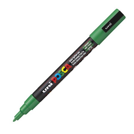 Dekormarker Uni Posca PC-3M 0.9-1.3 mm, kúpos, zöld