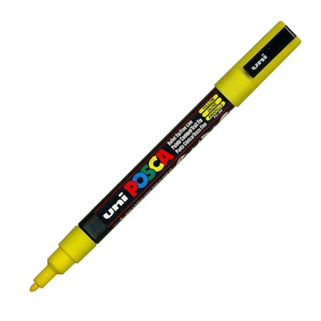 Dekormarker Uni Posca PC-3M 0.9-1.3 mm, kúpos, sárga (yellow)