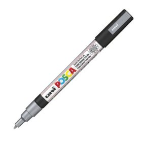 Dekormarker Uni Posca PC-3M 0.9-1.3 mm, kúpos, ezüst