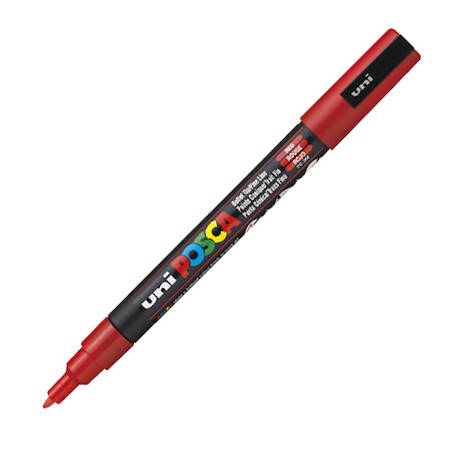 Dekormarker Uni Posca PC-3M 0.9-1.3 mm, kúpos, sötét piros (dark red 14)