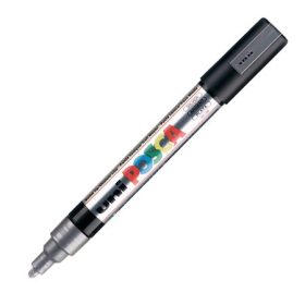 Dekormarker Uni Posca PC-5M 1.8-2.5 mm, kúpos, ezüst