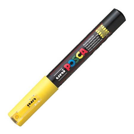 Dekormarker Uni Posca PC-1M 0.7-1 mm, kúpos, sárga (2)