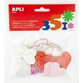   Moosgumi, öntapadó, szívek, Apli Eva Sheets, vegyes színek 52 db/csom