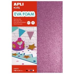   Moosgumi, 210x297 mm, A4, glitteres, Apli Eva Sheets, csillogó vegyes színek 4 ív/csom
