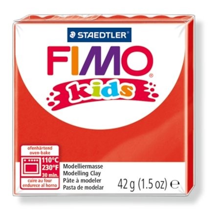 Gyurma, 42 g, égethető, Fimo Kids, piros (FM80302)