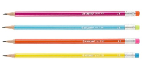 Ceruza radírral, 2B, hatszögletű, Stabilo Pencil 160, sárga test (2160/05-2B)