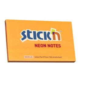   Öntapadós jegyzettömb STICK'N (21168) 76X127mm neon narancs 100lap