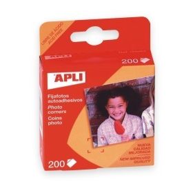   Öntapadó fotósarok, 18x17 mm, APLI, átlátszó, 200 db/csomag