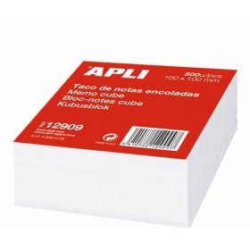   Kockatömb, 100x100 mm, ragasztott, Apli, fehér 500 lap/csom