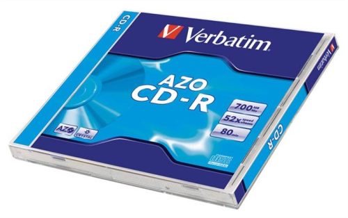 CD-R lemez, Crystal bevonat, AZO, 700MB, 52x, normál tok, Verbatim DataLife Plus (43327)