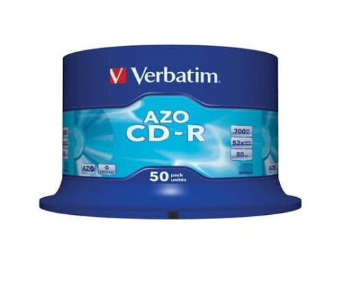 CD-R lemez, Crystal bevonat, AZO, 700MB, 52x, hengeren Verbatim DataLife Plus (43343)