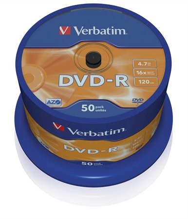 DVD-R lemez, AZO, 4,7GB, 16x, hengeren, Verbatim (43548) 50 db/csomag