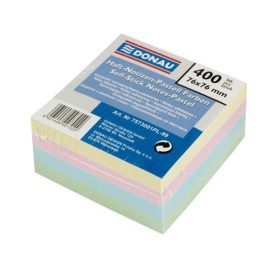   Öntapadó jegyzettömb, 76x76mm, 4x100 lap, Donau, pasztell színes