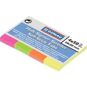   Jelölőcímke, papír, 4x50 lap, 20x50 mm, Donau, vegyes szín 200 lapos