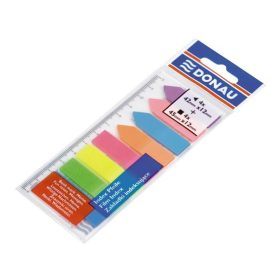   Jelölőcímke, műanyag, címke és nyíl forma, 8x25 lap, 12x45/42 mm, Donau, neon szín 200 lapos