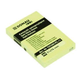   Öntapadó jegyzettömb, 51x76mm, 100 lap, Donau ECO , sárga