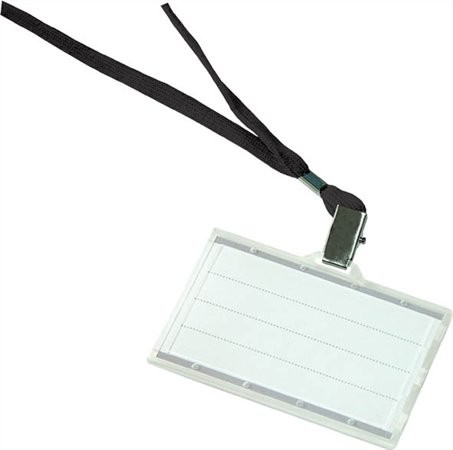 Azonosítókártya tartó, fekete nyakba akasztóval, 85x50 mm, műanyag, Donau 50 lapos