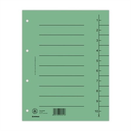Donau karton elválasztó lap A4, 100 db/csomag zöld