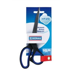 Olló, irodai, 16 cm, Donau Soft Grip , fekete-kék
