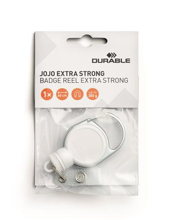 Azonosítókártya-tartó, kihúzható, patentos, DURABLE Extra strong, fehér (832902)