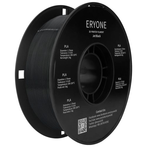 Eryone Standard PLA jet black 3D nyomtató Filament 1.75mm, 1kg/tekercs