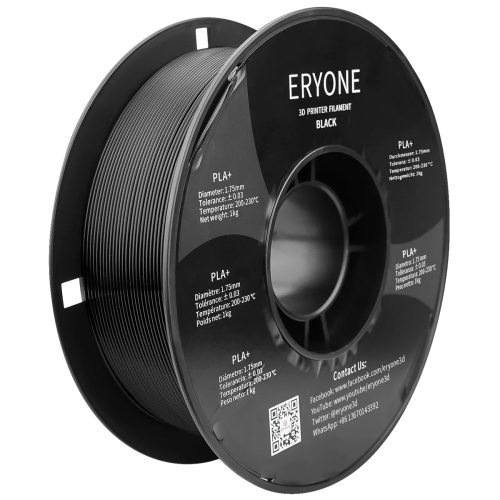 Eryone PLA+ fekete (black) 3D nyomtató Filament 1.75mm, 1kg/tekercs