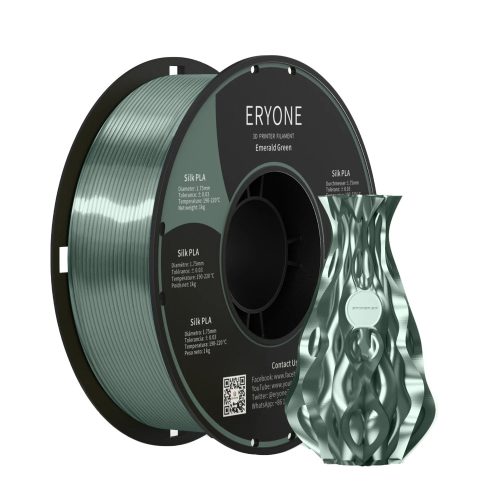 Eryone Silk PLA selyemfényű smaragdzöld (silk emerald green) 3D nyomtató Filament 1.75mm, 1kg/tekercs