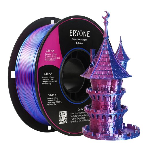 Eryone Silk PLA Dual Color selyemfényű piros és kék (red & blue) 3D nyomtató Filament 1.75mm, 1kg/tekercs