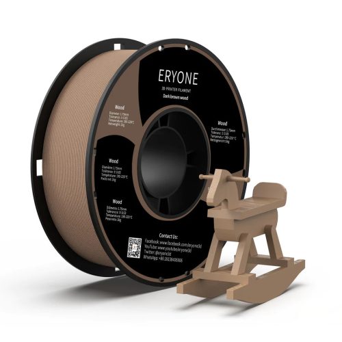 Eryone Deep Wood PLA sötét fa hatású 3D nyomtató Filament 1.75mm, 1kg/tekercs