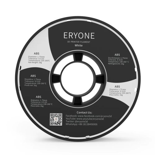 Eryone ABS fehér (white) 3D nyomtató Filament 1.75mm, 1kg/tekercs