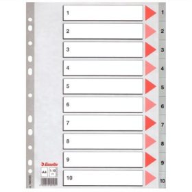 Regiszter, műanyag, A4, 1-10, Esselte, szürke (100105)