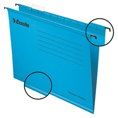 Függőmappa, újrahasznosított karton, A4, Esselte Classic, kék 25db/csomag  (90311)