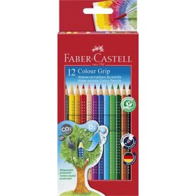  Színes ceruza készlet, háromszögletű, Faber-Castell Grip 2001, 12 különböző szín