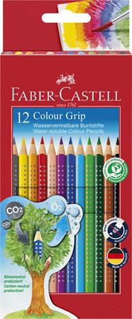 Színes ceruza készlet, háromszögletű, Faber-Castell Grip 2001, 12 különböző szín
