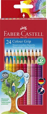 Színes ceruza készlet, háromszögletű, Faber-Castell Grip 2001, 24 különböző szín