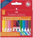   Zsírkréta, háromszögletű, Faber-Castell Grip, 12 különböző szín (122520)