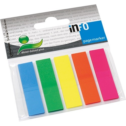 Oldaljelölő Info Notes 12x44 mm, 5x25 lap, 5 szín, műanyag (2681-09)
