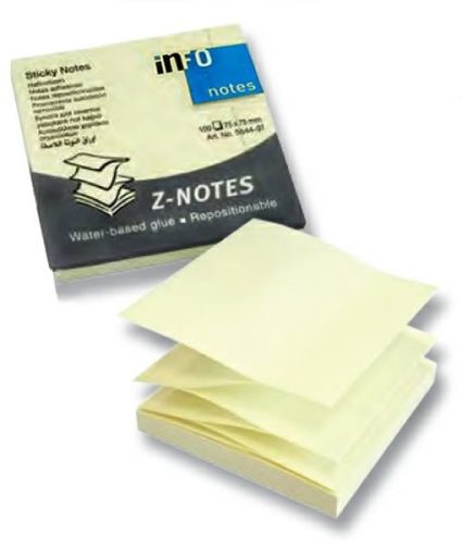 Öntapadós Z jegyzettömb Info Notes 75x75 mm 100 lapos sárga (5644-01)