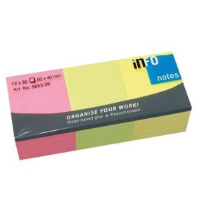   Öntapadós jegyzettömb Info Notes 40x50 mm 12x80 lapos neon mix (5653-39)