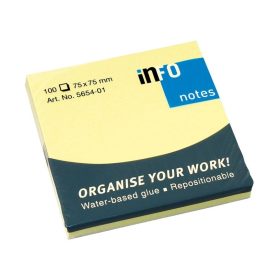   Öntapadós jegyzettömb Info Notes 75x75 mm 100 lapos sárga (5654-01)