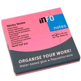   Öntapadós jegyzettömb Info Notes 75x75 mm 100 lapos neon rózsaszín (5654-32)
