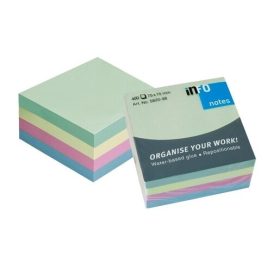   Öntapadós jegyzettömb Info Notes 75x75 mm 400 lapos pasztell mix (5820-98)