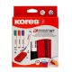 Tábla- és flipchart marker készlet mágneses táblatörlő szivaccsal, 1-3 mm, kúpos Kores, 4 különböző szín, 4 db/készlet (IK20863)