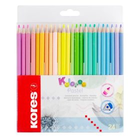   Színes ceruza készlet, háromszögletű, KORES Kolores Pastel, 24 pasztell szín (IK93321)