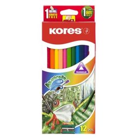   Akvarell ceruza készlet, hegyezővel, ecsettel, Kores, 12 különböző szín, 12 db/készlet (IK93812)