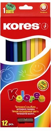 Színes ceruza készlet, hatszögletű, Kores Hexagonal, 12 különböző szín, 12 db/készlet (IK100112)
