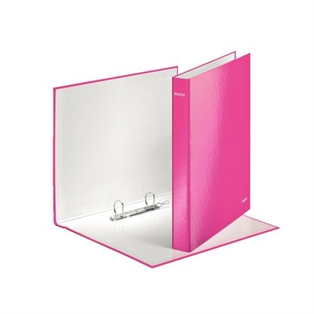 Gyűrűs könyv, 2 gyűrű, D alakú, 40 mm, A4 Maxi, karton, Leitz Wow, rózsaszín